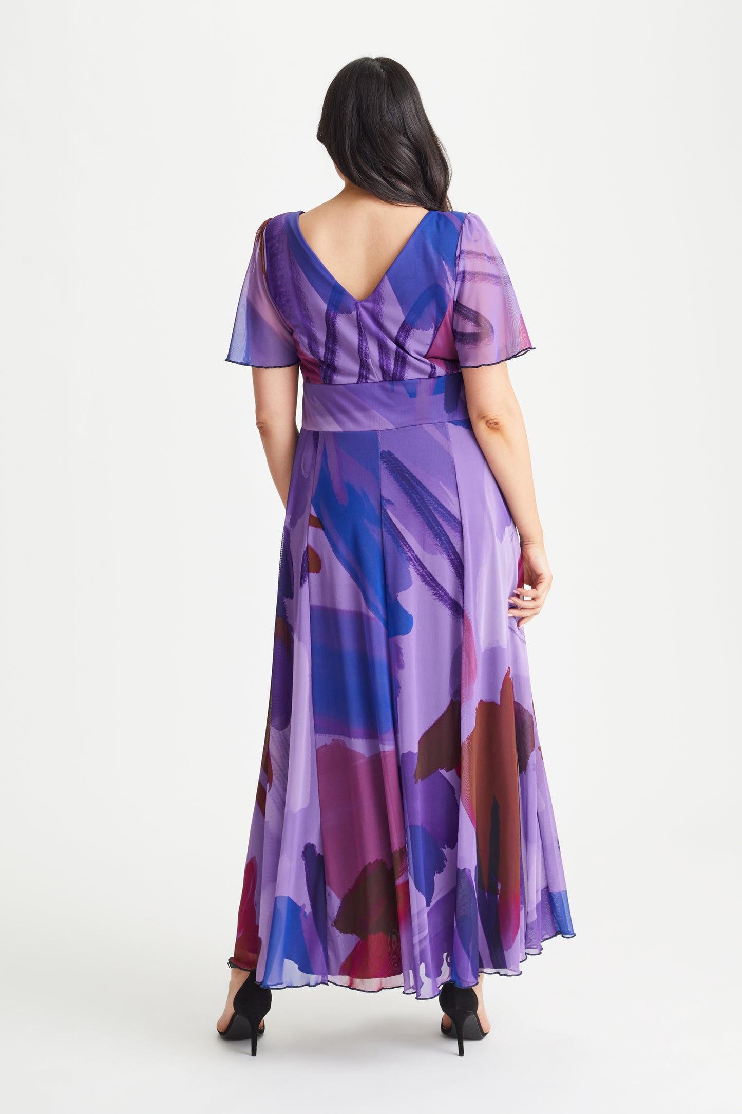 Isabelle Purple Blue Float Sleeve Maxi Dress