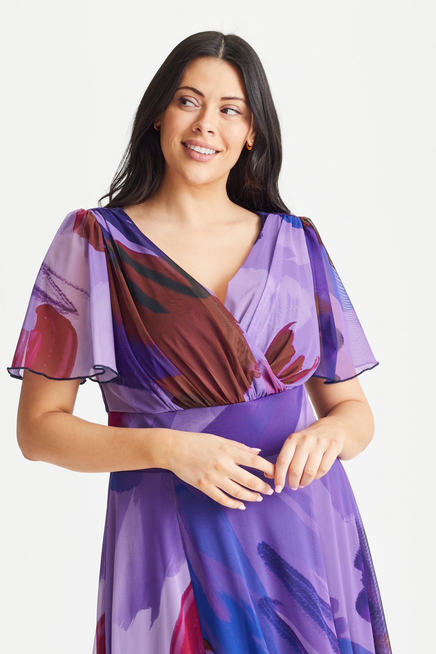 Load image into Gallery viewer, Isabelle Purple Blue Float Sleeve Maxi Dress
