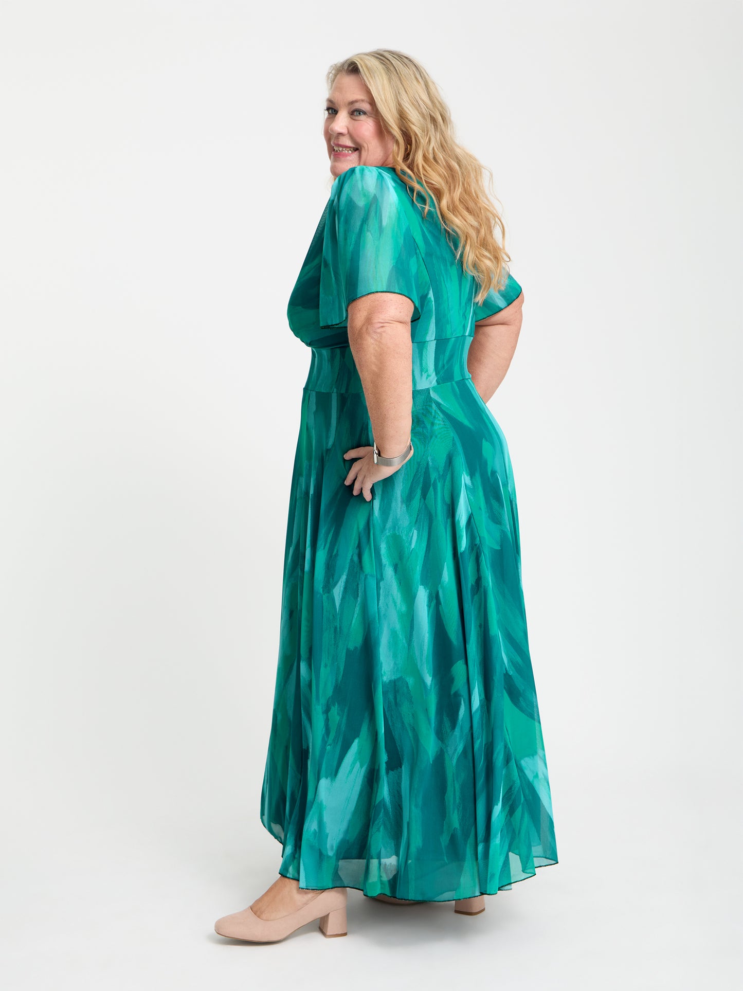 Petite Isabelle Sea Green Float Sleeve Maxi Dress