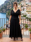 Isabelle Black Dobby Spot Float Sleeve Maxi Dress