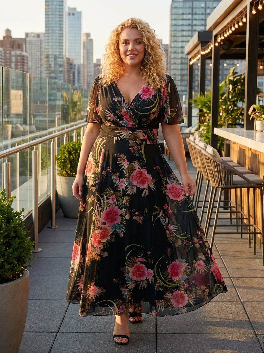black pink maxi dress Baltic Born Womens Alicante Maxi Dress | Black + Pink