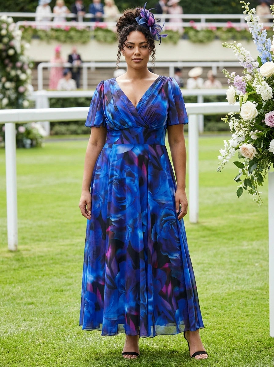 Isabelle Blue Rose Float Sleeve Maxi Dress – Scarlett & Jo