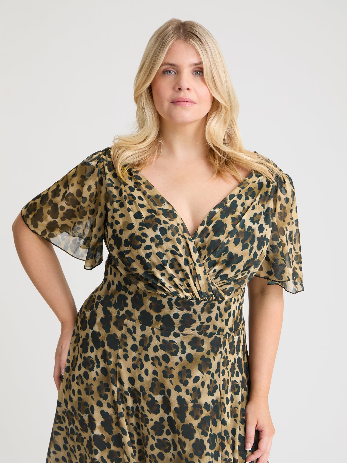 Isabelle Leopard Print Float Sleeve Maxi Dress