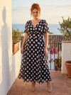 Isabelle Navy Cream Float Sleeve Maxi Dress