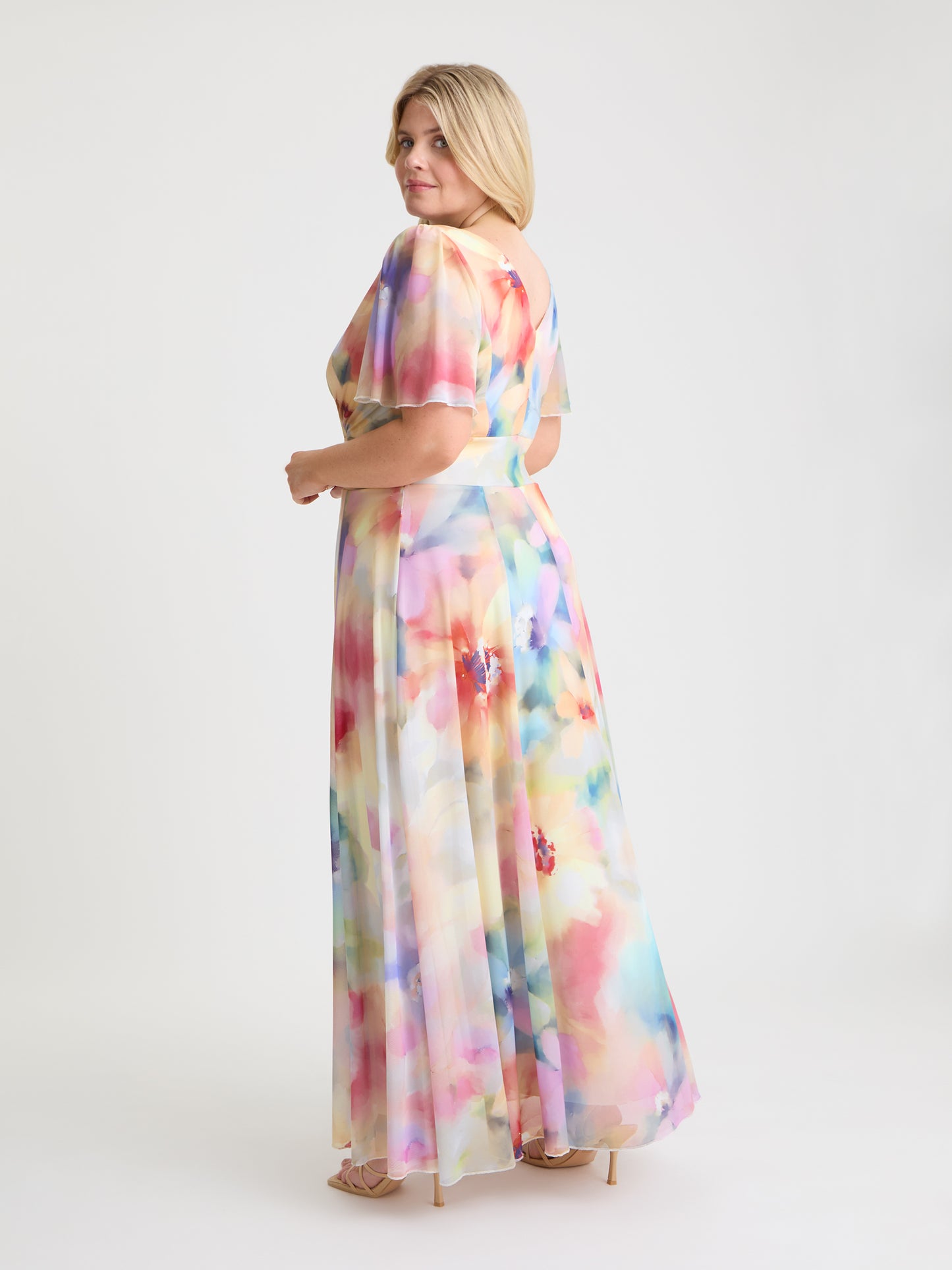 Isabelle Pastiche Multi Float Sleeve Maxi Dress