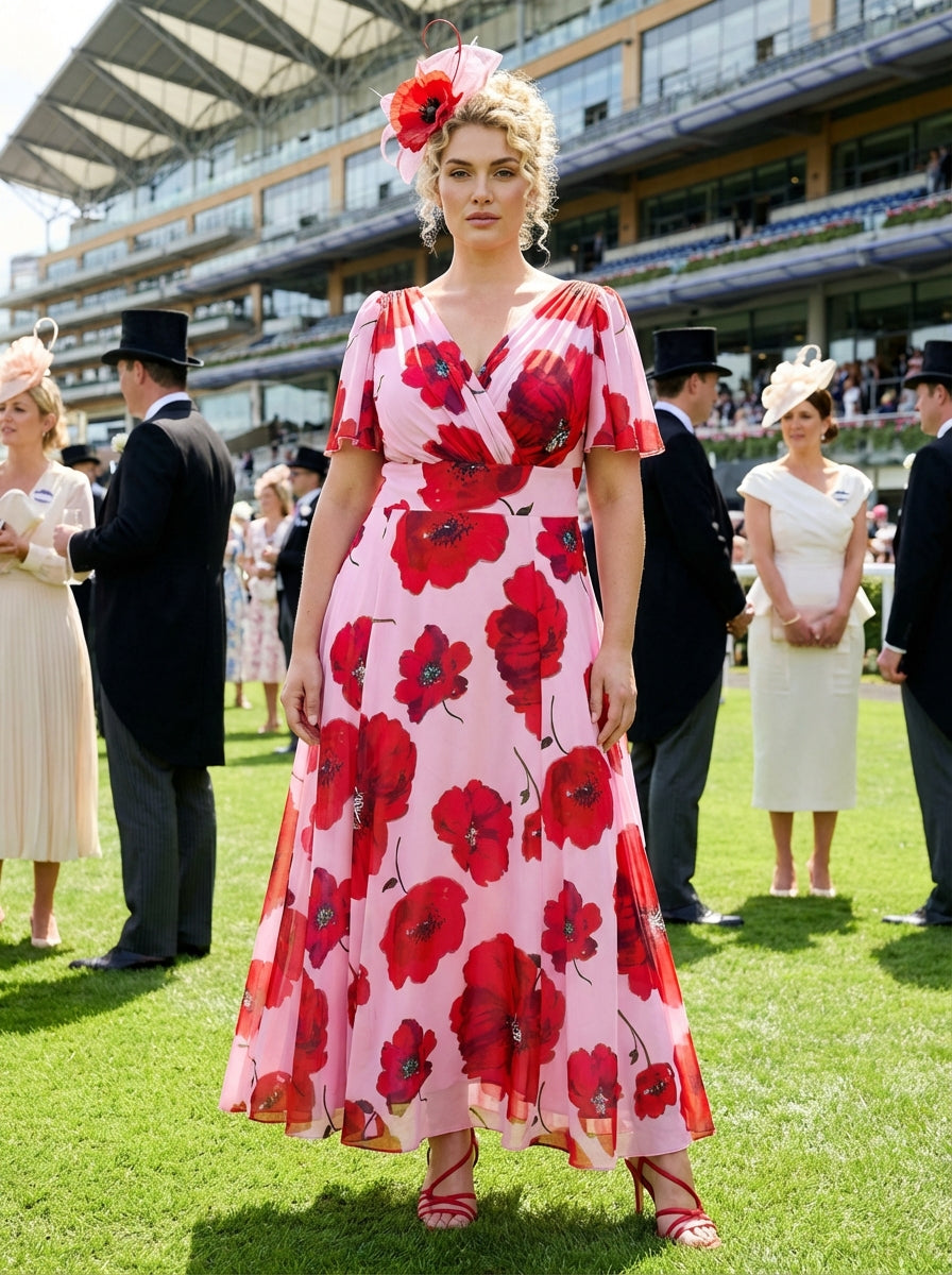 pink and red poppy dress Red Poppy Dress  The Broken Levee Boutique