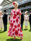 Isabelle Pink Red Poppy Float Sleeve Maxi Dress