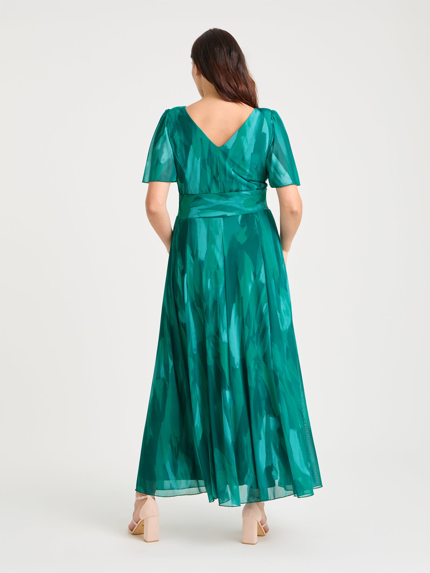 Isabelle Sea Green Float Sleeve Maxi Dress