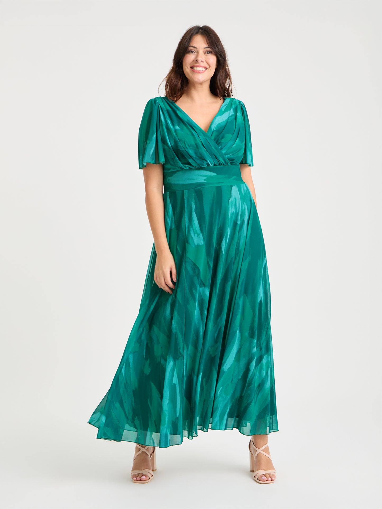Isabelle Sea Green Float Sleeve Maxi Dress