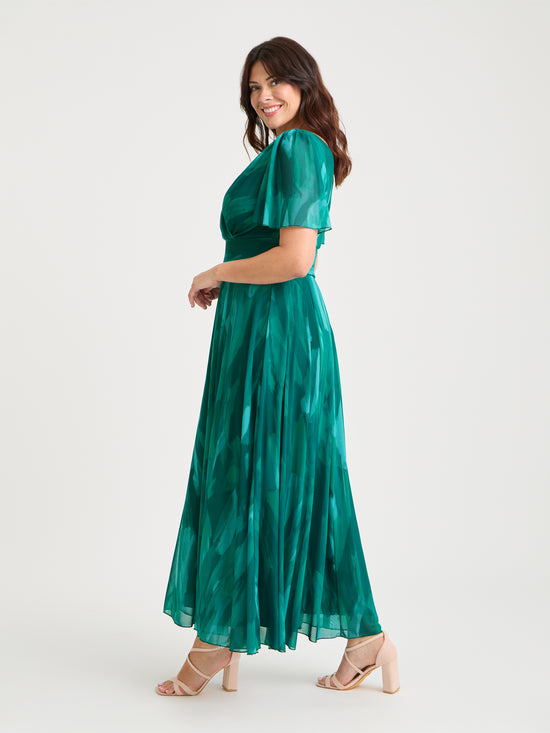 Isabelle Sea Green Float Sleeve Maxi Dress