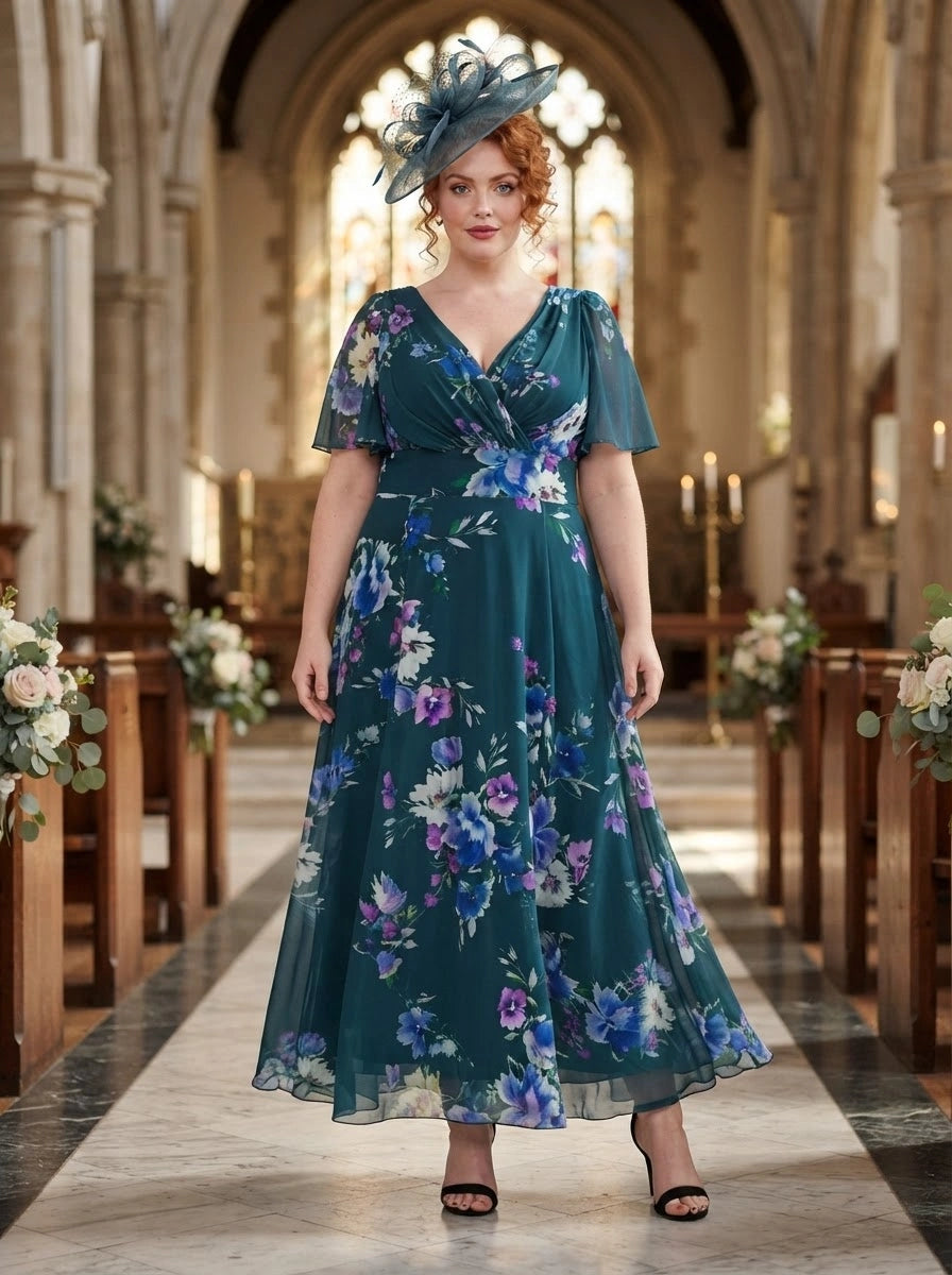 Isabelle Teal Blue Multi Float Sleeve Maxi Dress – Scarlett & Jo