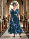 Isabelle Teal Blue Multi Float Sleeve Maxi Dress