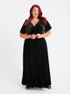 Petite Isabelle Black Panne Velvet Float Sleeve Maxi Dress