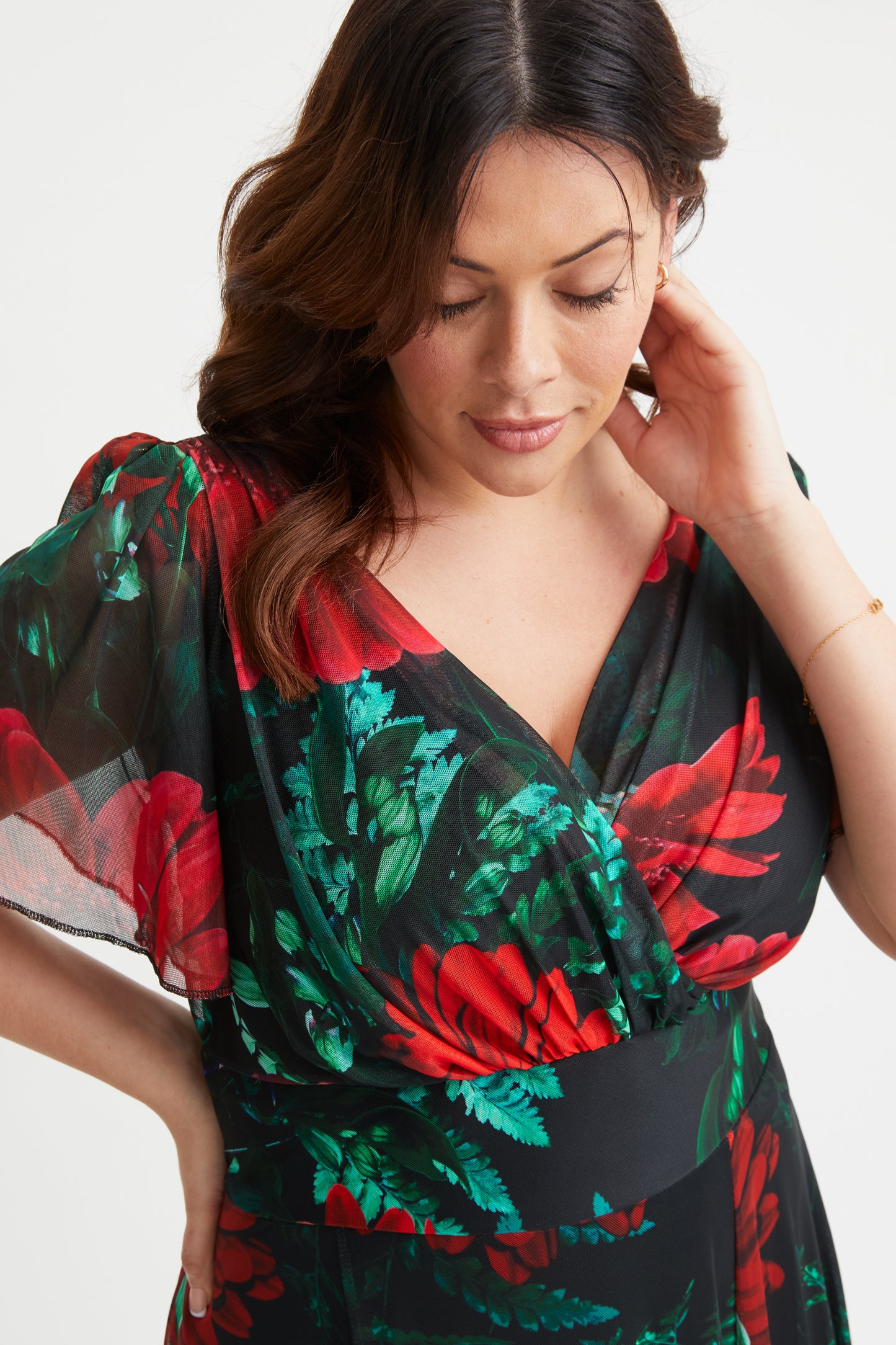 black dress with red poppies Sweet Poppy Swing Dress in Black in Black/Red