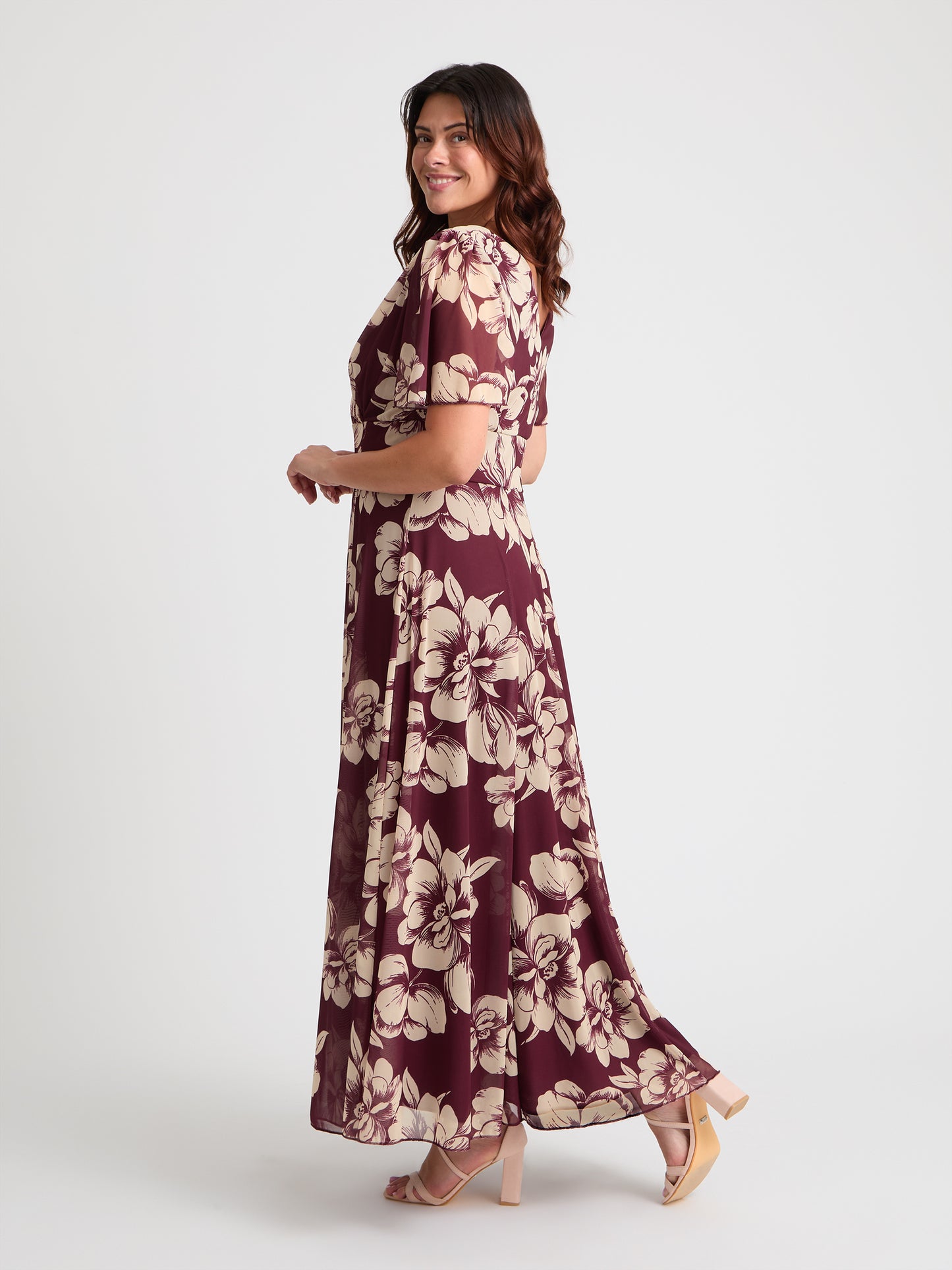 white christmas dresses Lagorii Cotton Blend Woven Floral Embroidered Dress With Half Sleeves Jacket - Maroon - Girls main image 1