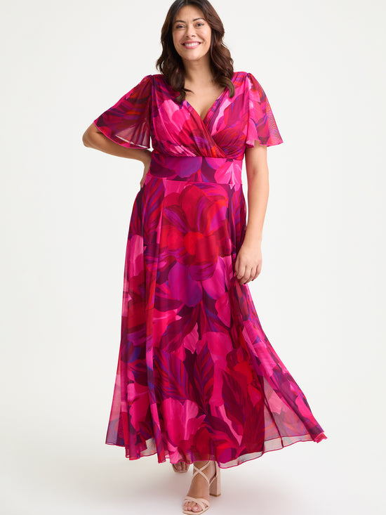 Isabelle Cerise Purple Float Sleeve Maxi Dress