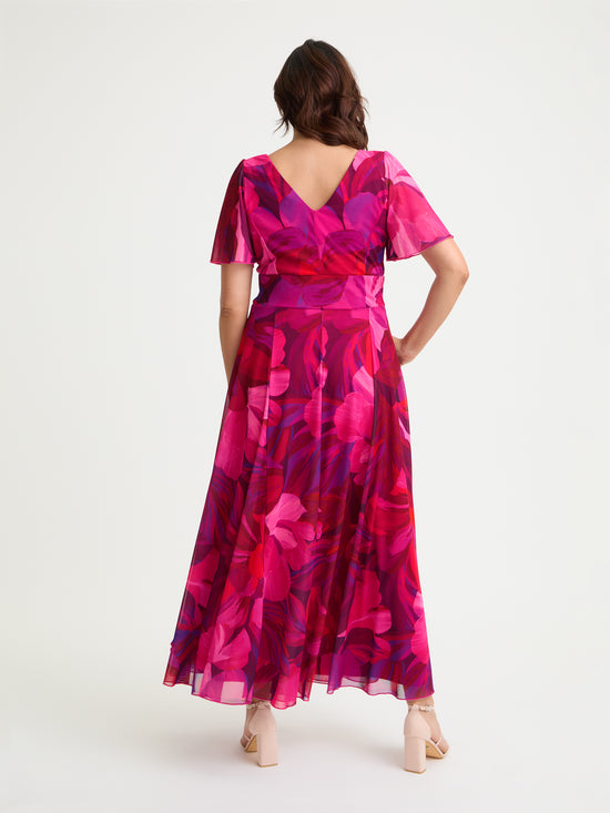 Isabelle Cerise Purple Float Sleeve Maxi Dress