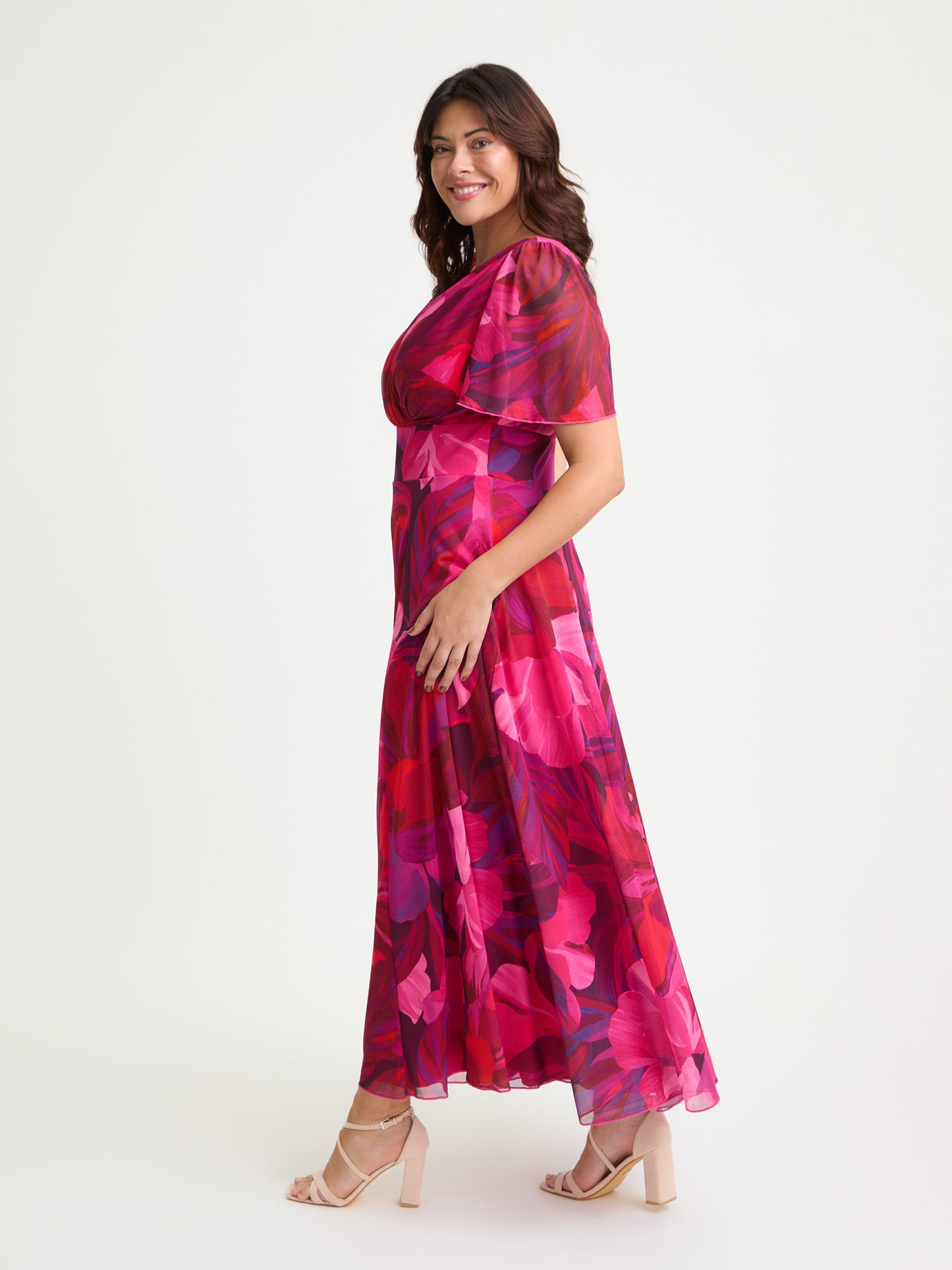 Isabelle Cerise Purple Float Sleeve Maxi Dress