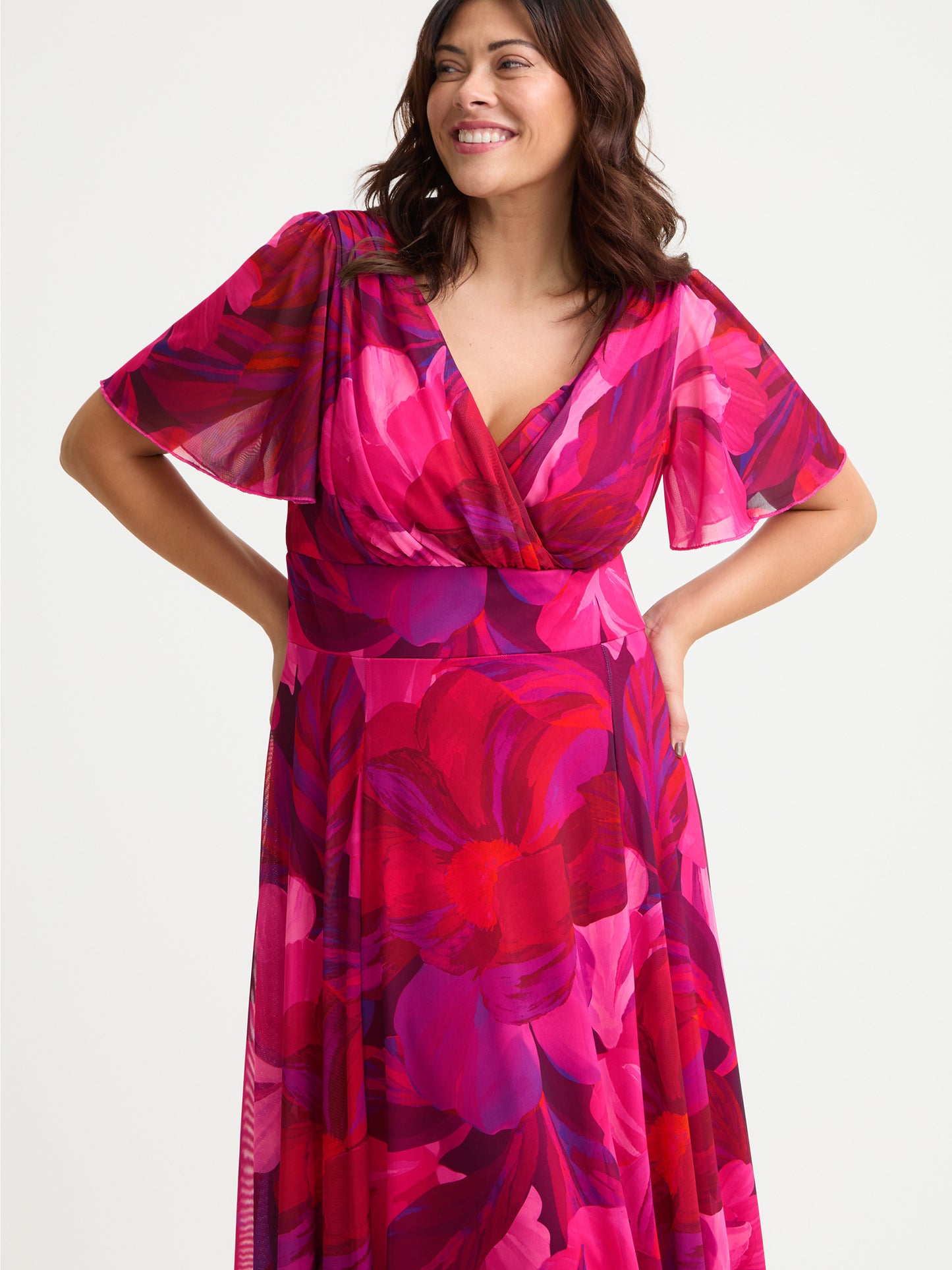 Isabelle Cerise Purple Float Sleeve Maxi Dress