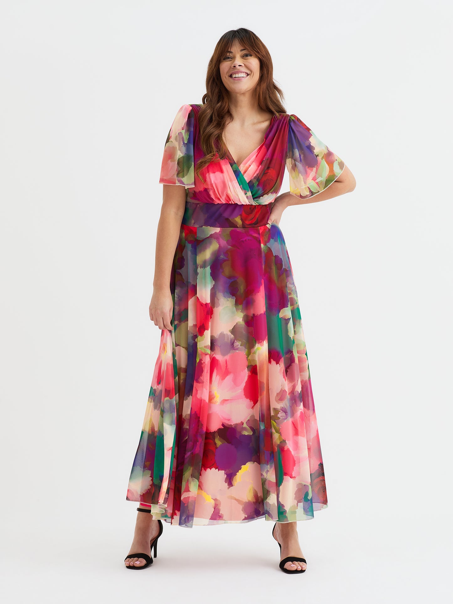 Isabelle Garden Rose Float Sleeve Maxi Dress