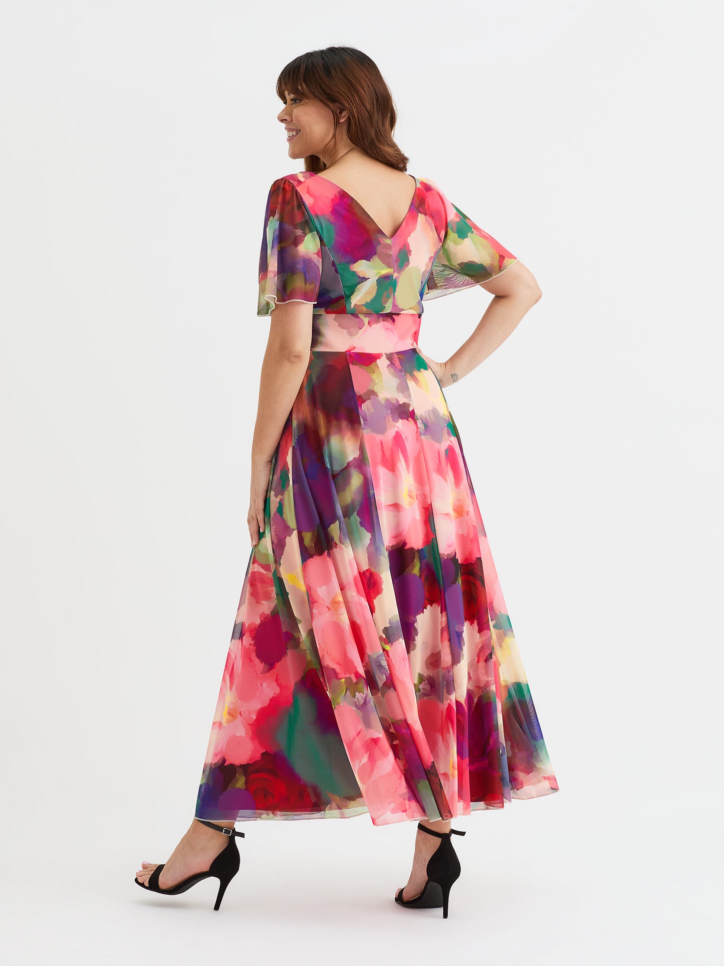 Isabelle Garden Rose Float Sleeve Maxi Dress
