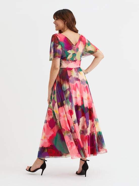 Isabelle Garden Rose Float Sleeve Maxi Dress