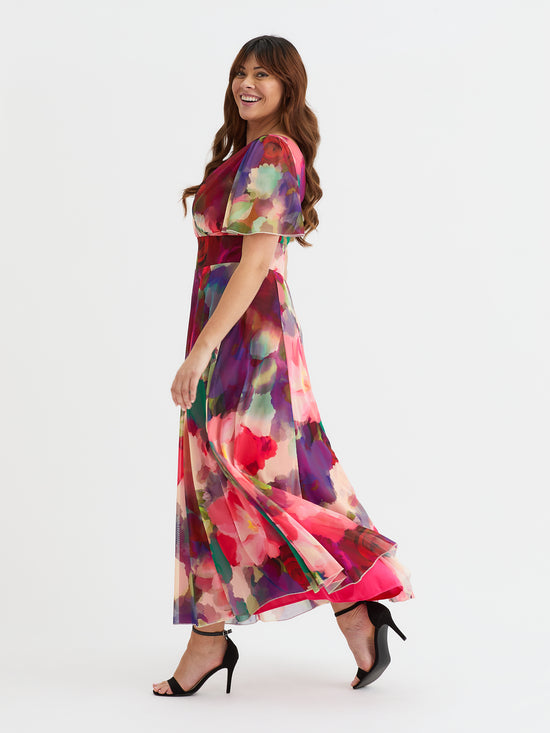 Isabelle Garden Rose Float Sleeve Maxi Dress