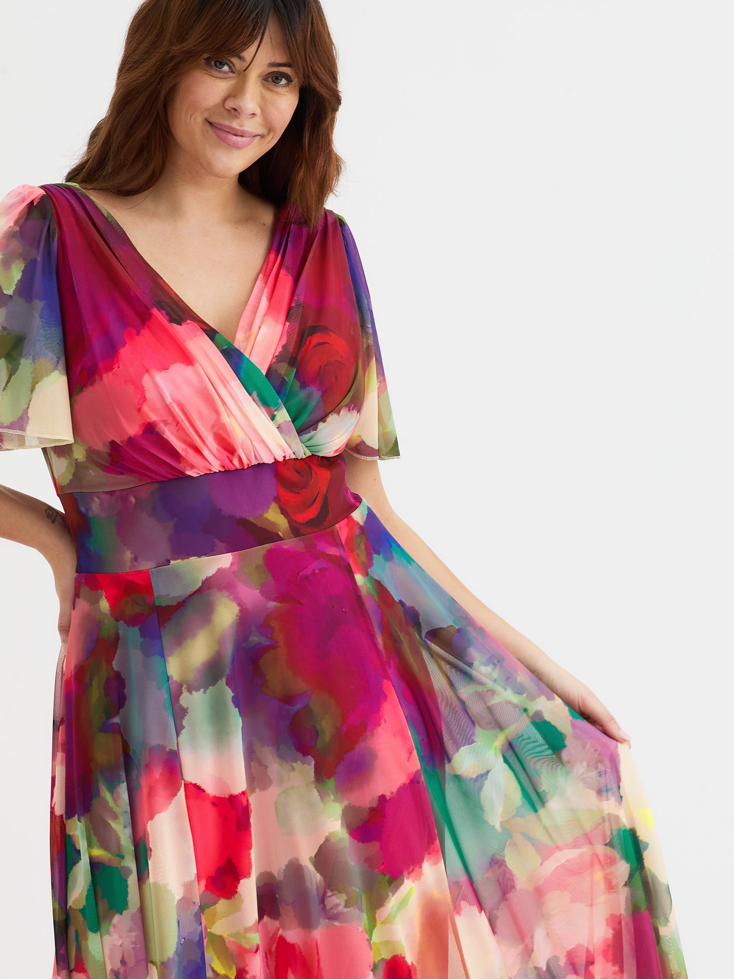 Isabelle Garden Rose Float Sleeve Maxi Dress