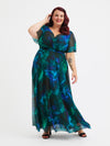 Isabelle Green Blue Marble Float Sleeve Maxi Dress
