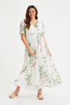 Isabelle Ivory Pink Float Sleeve Maxi Dress
