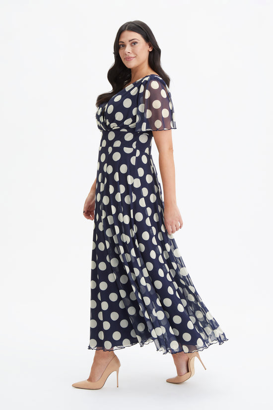 Isabelle Navy Cream Float Sleeve Maxi Dress