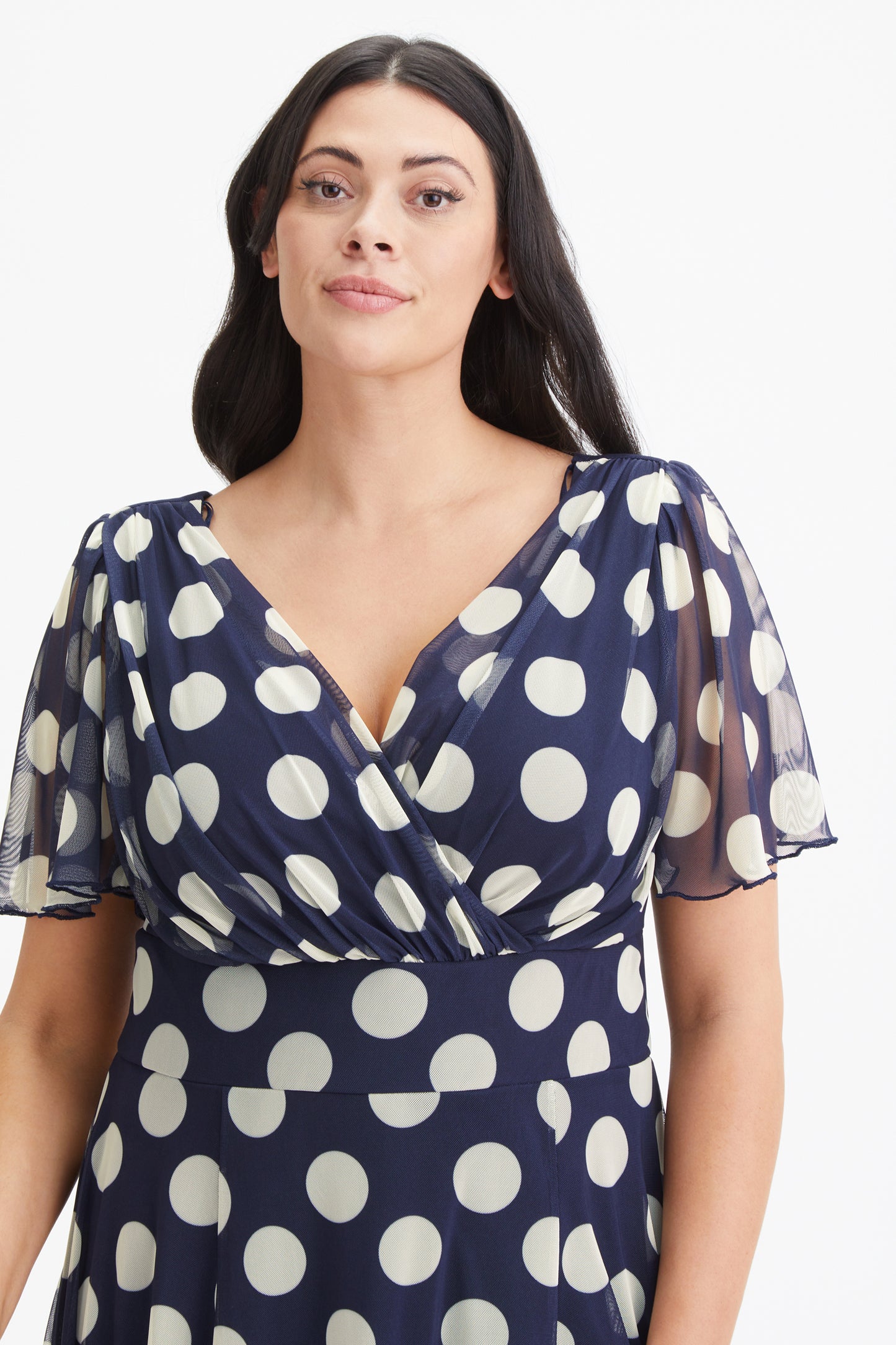 Isabelle Navy Cream Float Sleeve Maxi Dress