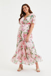 Isabelle Pink Pink Float Sleeve Maxi Dress