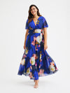 Isabelle Royal Abstract Floral Float Sleeve Maxi Dress