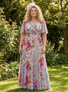 Isabelle Silver Pink Float Sleeve Maxi Dress