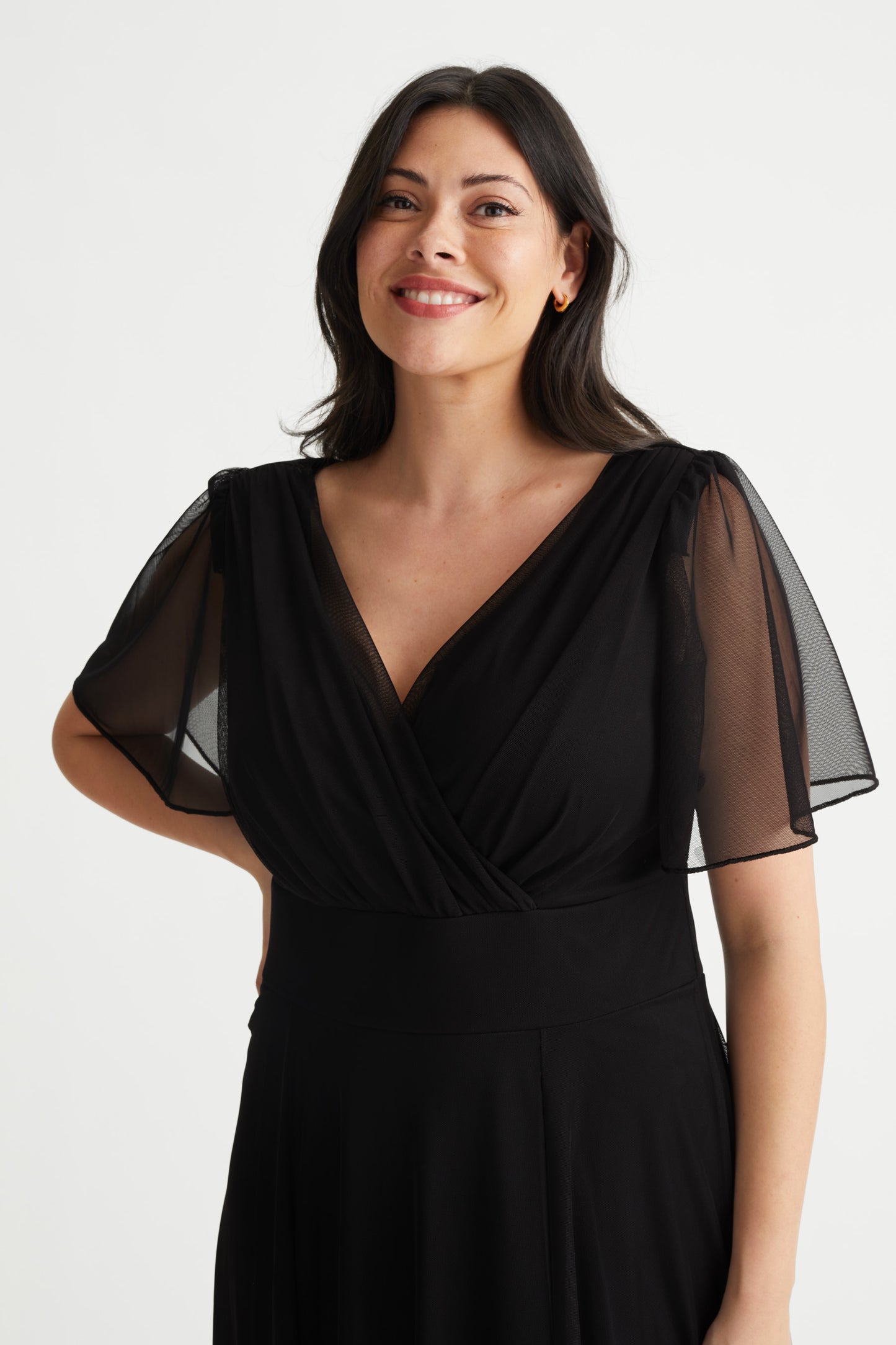 Isabelle Black Float Sleeve Maxi Dress