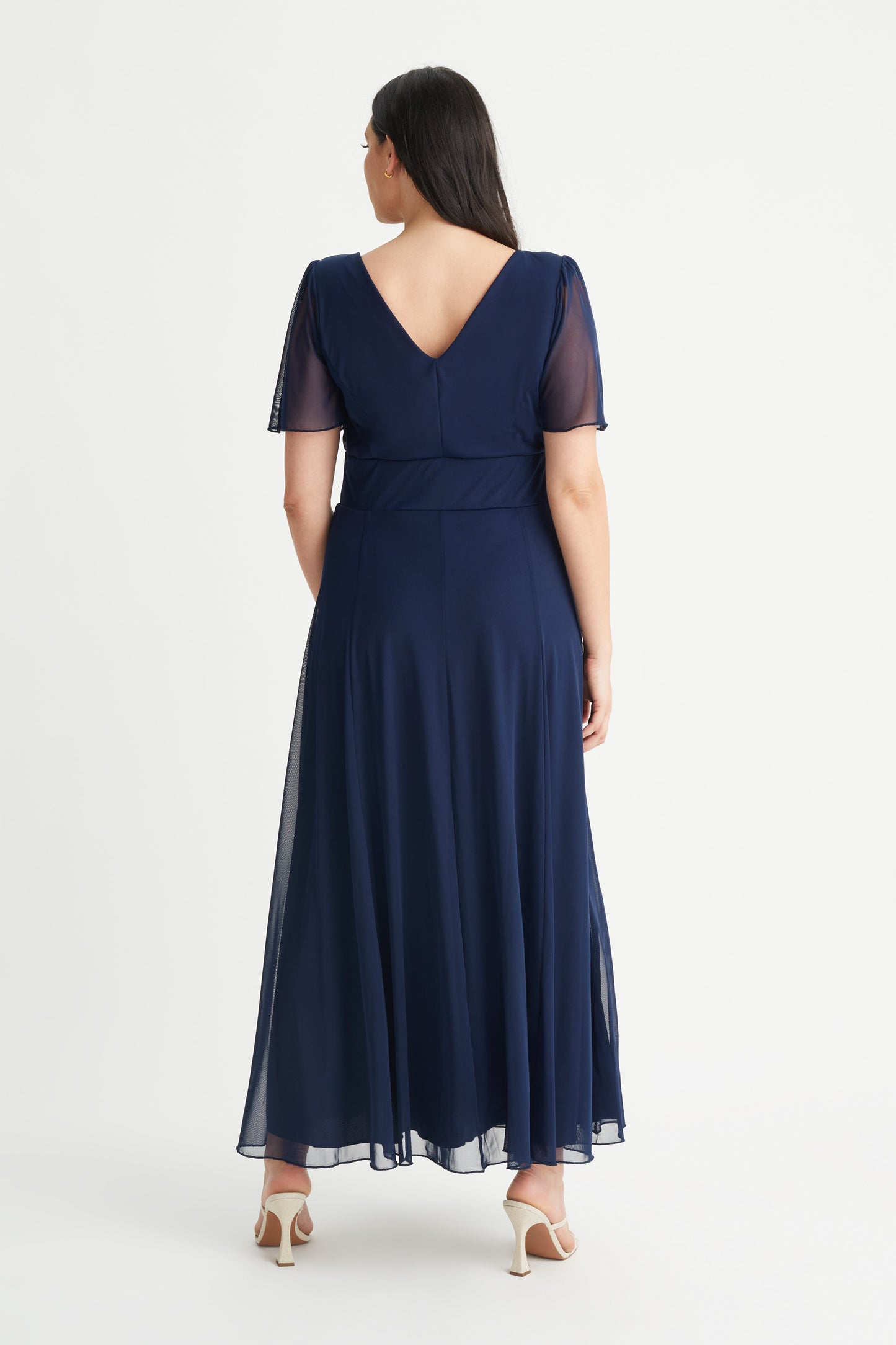 Isabelle Navy Float Sleeve Maxi Dress
