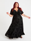 Petite Isabelle Vintage Black Devore Float Sleeve Maxi Dress