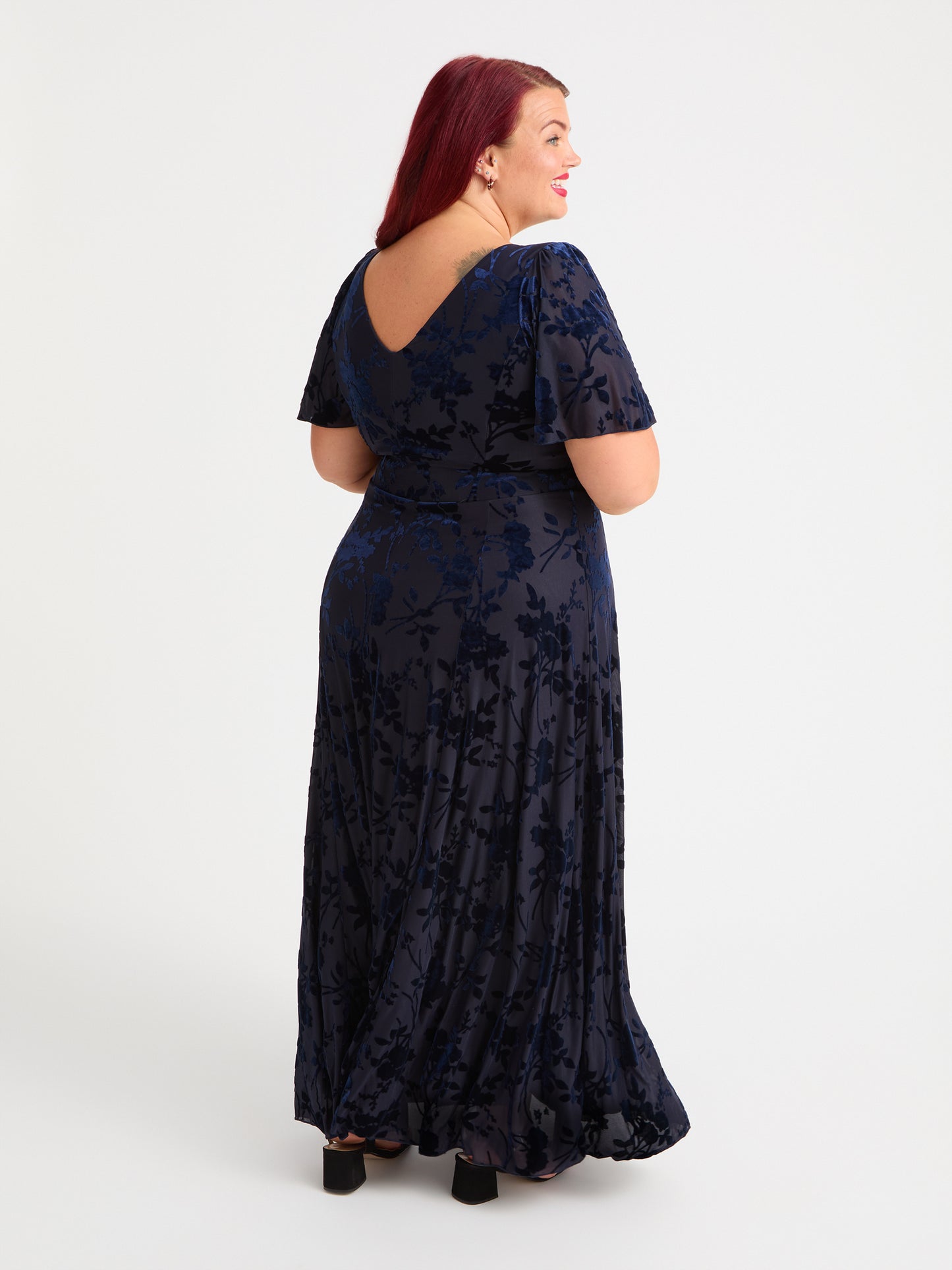 Isabelle Vintage Midnight Devore Float Sleeve Maxi Dress