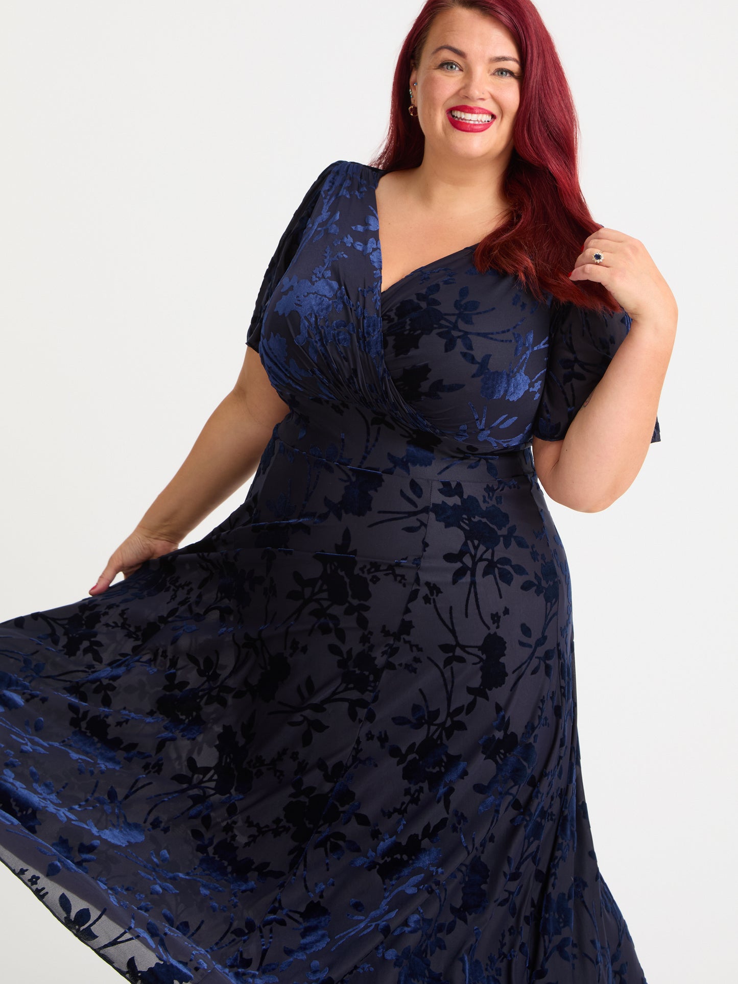 Isabelle Vintage Midnight Devore Float Sleeve Maxi Dress