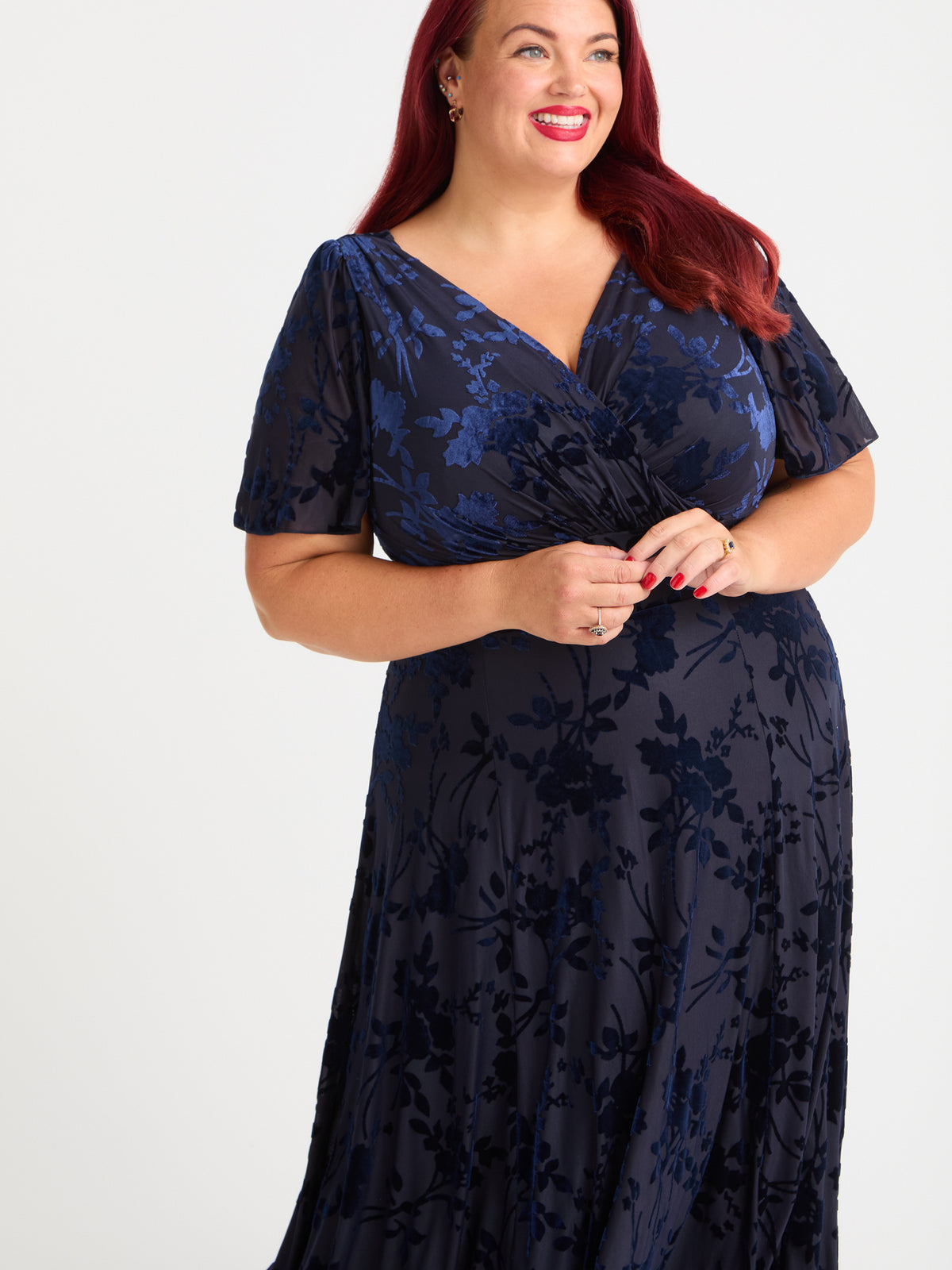 Isabelle Vintage Midnight Devore Float Sleeve Maxi Dress