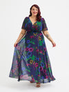 Isabelle Vintage Midnight Floral Float Sleeve Maxi Dress