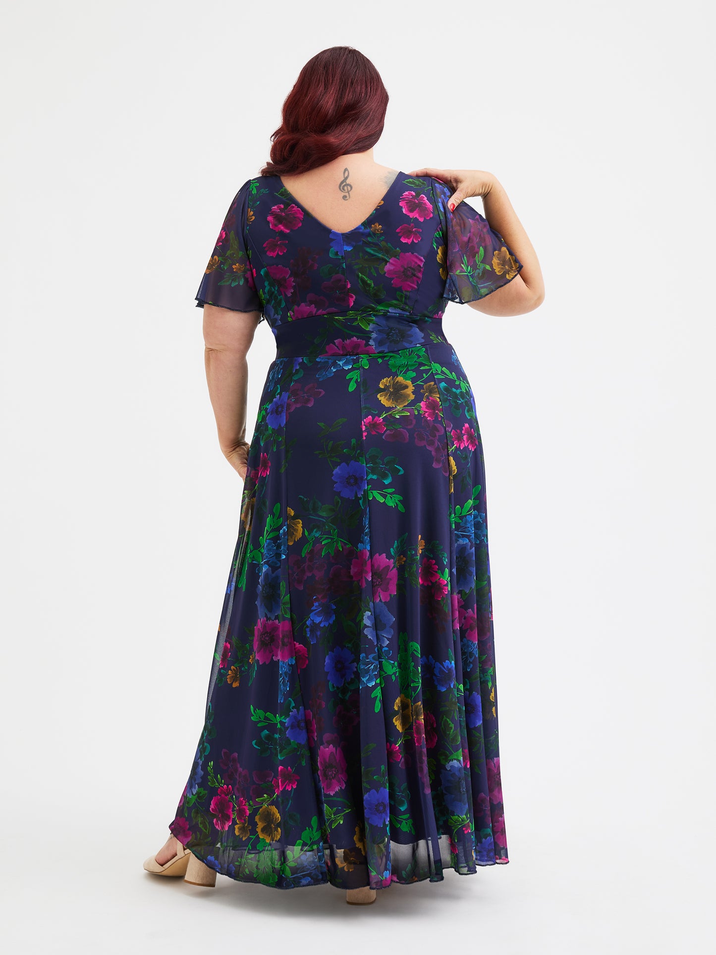 Isabelle Vintage Midnight Floral Float Sleeve Maxi Dress