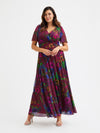 Isabelle Vintage Wine Floral Float Sleeve Maxi Dress