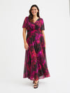 Isabelle Wine Marble Float Sleeve Maxi Dress