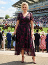 Tilly Black Magenta Angel Sleeve Sweetheart Dress