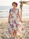 Tilly Cream Pink Multi Print Angel Sleeve Sweetheart Dress