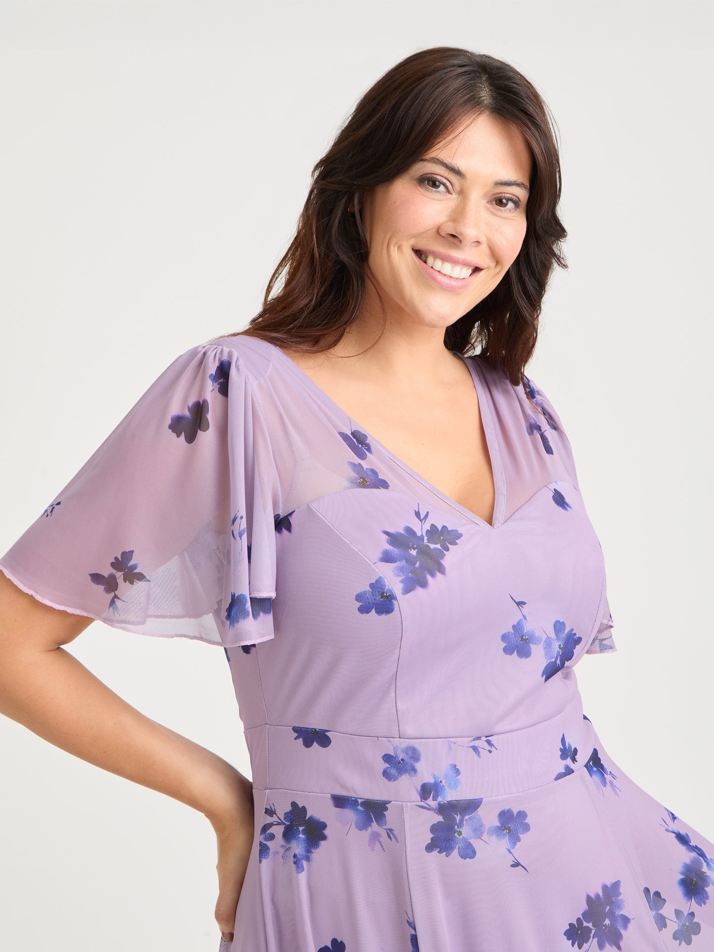 Tilly Indigo Rose Angel Sleeve Sweetheart Dress