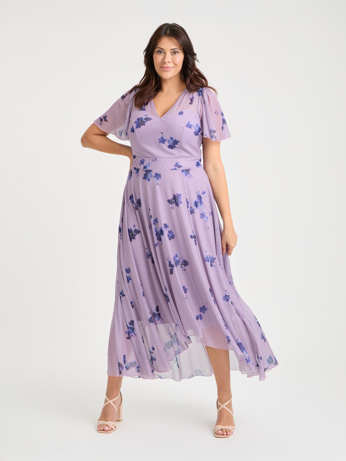 Tilly Indigo Rose Angel Sleeve Sweetheart Dress