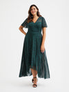Tilly Green Leopard Angel Sleeve Sweetheart Dress